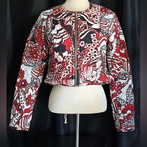 RACHEL‎ Rachel Roy Women's Printed Quilted Jacket Size 0 Full Zip Pockets NWOT